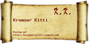 Kremser Kitti névjegykártya